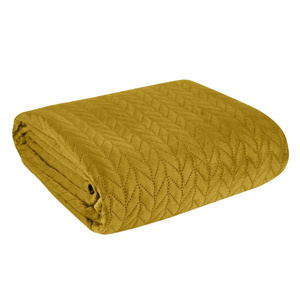 170 x 210 Quilted Velvet Luiz4 Mustard Bedspread