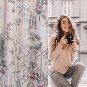 Zasłona 140 x 250 Dekoracyjna Elma Róż+Ziel