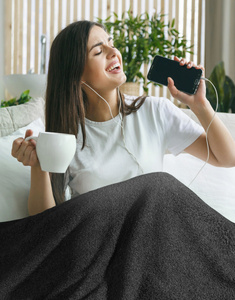 Blanket 70 x 160 Microfiber Boucle Bukla Black