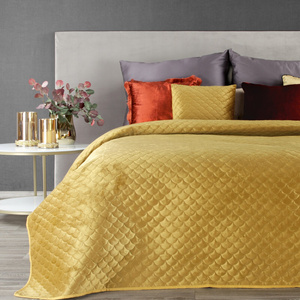 Bedspread 70 x 160 Decorative Quilted Pattern Ariel Mustard