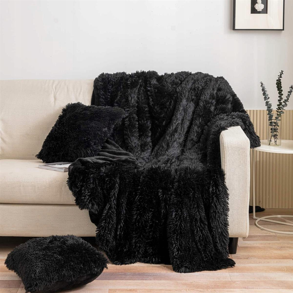Blanket 150 x 200 Yeti Italian Fur Blanket Black