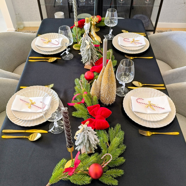 Obrus 140x450 Plamoodporny Klasyczny Elegant Czerń