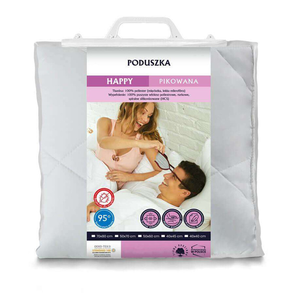 Poduszka 40x45 HAPPY pikowana Mikrofibra Lekka