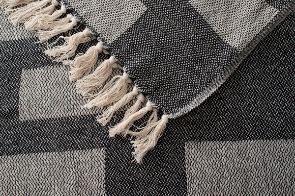 Koc 150 x 200 Bawełniany Boho Aredo 11 Czarny