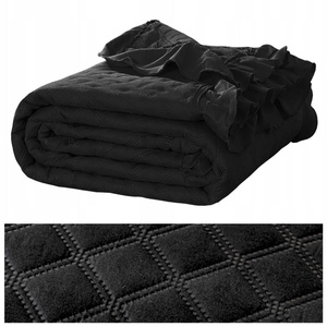 240 x 220 Quilted Double Sided Ruffy Black Bedspread