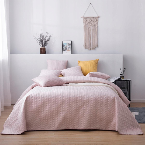 70 x 150 Quilted Velvet Moxie Powder Bedspread