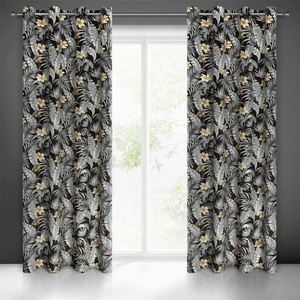 Velvet Loren Curtain 140 x 250 Pinstripe Black