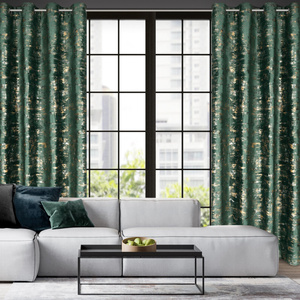 Curtain 140 x 250 Velvet Eyelets Tami Dark Green