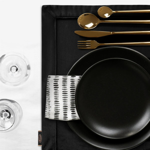 85 x 85 Decorative Velvet Tablecloth Black