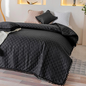 Bedspread 200 x 220 Quilted Two-Sided Pompoo Black
