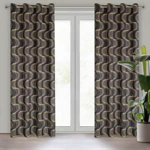 Velvet Pola Curtain 140 x 250 Pinstripe Black