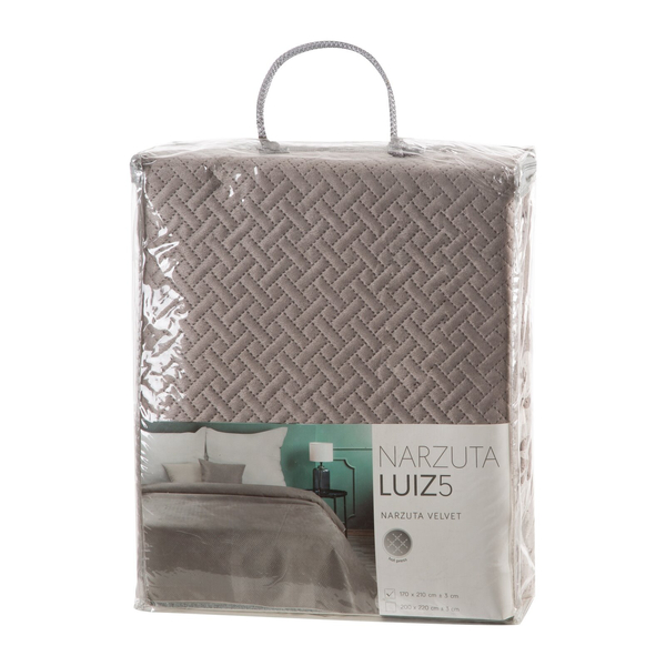 170 x 210 Quilted Velvet Luiz5 Beige Bedspread
