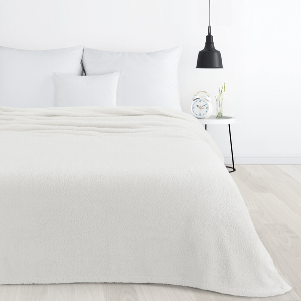 Koc 150 x 200 Mikrofibra Baranek Lori Biały