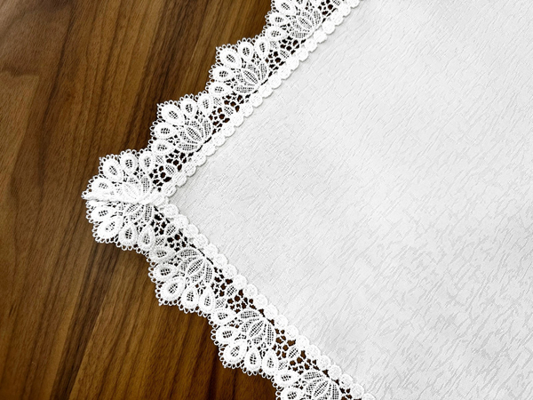 Stain-Resistant Tablecloth 150 x 260 with Lace 2100 White
