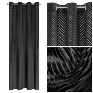 Velvet Lussi Curtain 140 x 250 Spill Black