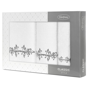 Towel Set 3pcs. Camellia 380 White+Graphite