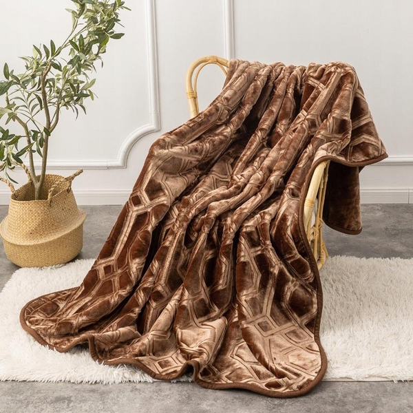 Koc 160 x 200 Akryl Tłoczony Vito Brąz