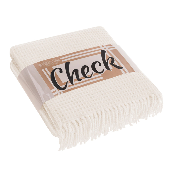 Blanket 150 x 200 Cotton-Acrylic Check Cream