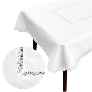 Stain-resistant Tablecloth 150 x 240 with Lace 2100 White