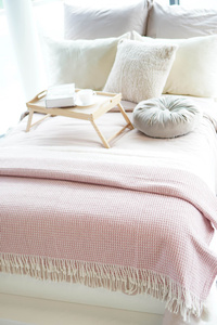 Blanket 200x220 Cotton-Acrylic Check Powder