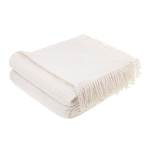 Blanket 150 x 200 Cotton-Acrylic Check Cream