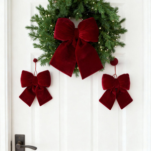 20 x 20 Christmas Velour Holly Bow 02 Card