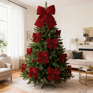 20 x 20 Christmas Velour Holly Bow 01 Card