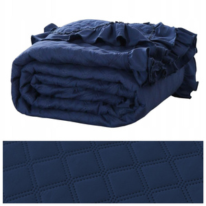 Bedspread 200 x 220 Quilted Double Sided Ruffy Navy Blue