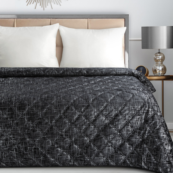 Narzuta 170 x 210 Pikowana Welurowa Blink6 Czarny