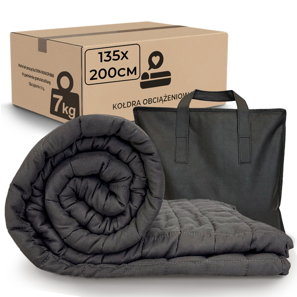 Kołdra 135 x 200 Obciążeniowa Sensoryczna dla Dorosłych Grafit Nel 7 kg
