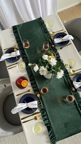 Table Runner 40 x 180 Decorative with Ruffles Ligia 04