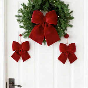 12.5 x 14 Christmas Velour Holly Bow 01 Card