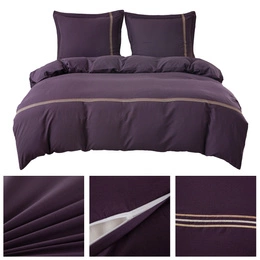 Pościel 200 x 220 3cz Gładka Z Haftem Lumera 04