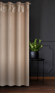 Velvet Jasper Curtain 140 x 250 Beige Spillover