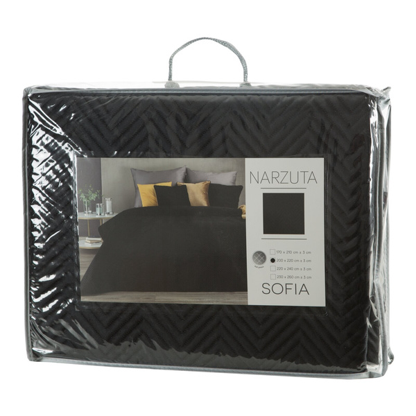 Narzuta 220 x 240 Dekoracyjna Welurowa Sofia Czarna