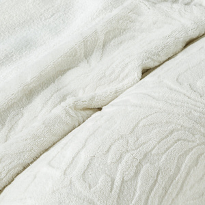 Bedding 220x200 3pc Microfiber Embossed Flano Cream