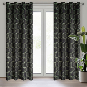 Velvet Pola Curtain 140 x 250 Sash Black+Green