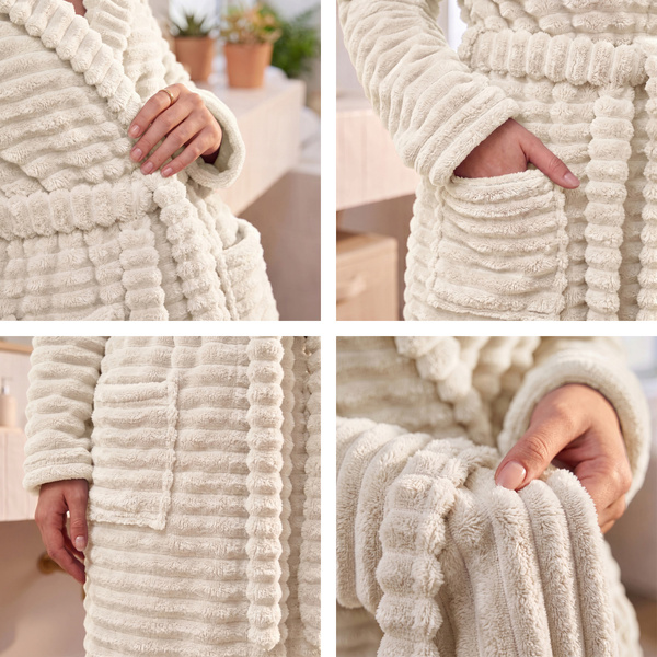 Szlafrok Mikrofibra Pasy Unisex Velar XXL 05 Krem