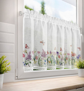 Firana 60 x 150 Dekoracyjna Gotowa Bella Biały+Róż