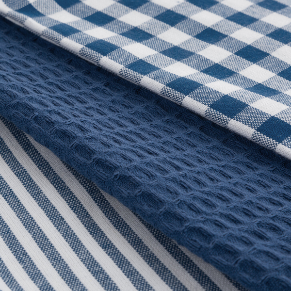 Set of 3 Towels 50 x 70 Cotton Lucy Blue