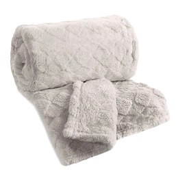 Koc 70 x 160 Tłoczony Pluszowy Nancy Srebrny