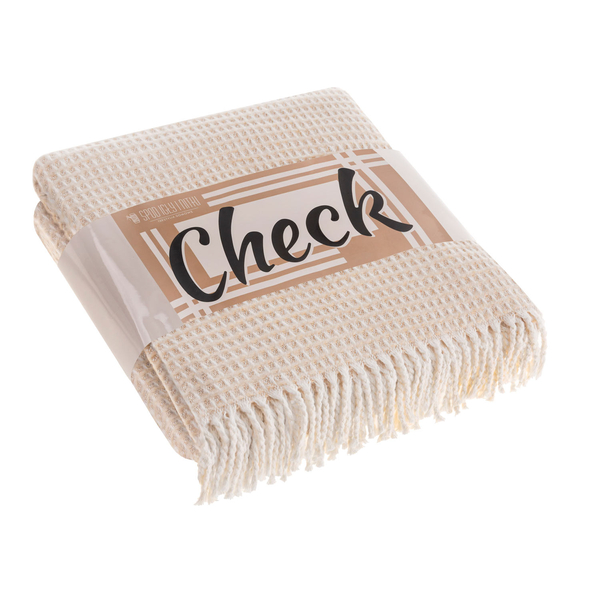 Blanket 150 x 200 Cotton-Acrylic Check Beige