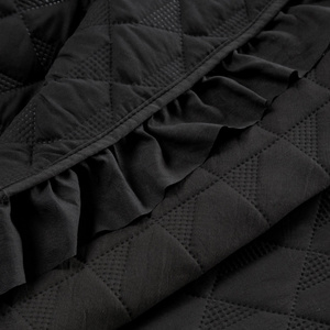 Quilted Bedspread 170 x 210 with Ruffle Vanesa Black
