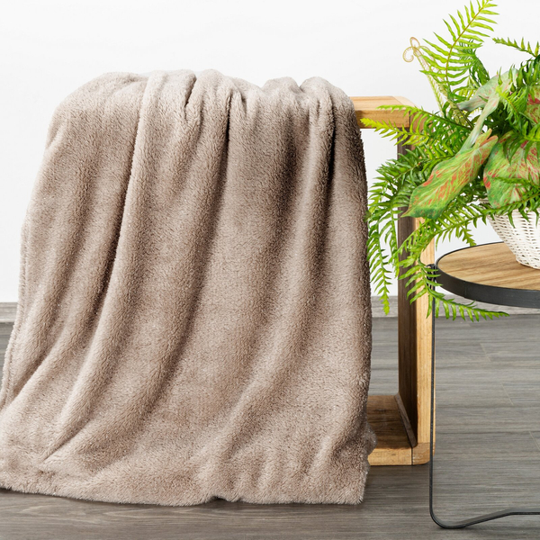 Koc 150 x 200 Mikrofibra Błyszczący Blink Beż+Sreb