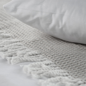 150 x 200 Cotton-Acrylic Blanket Check Taupe