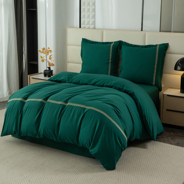 Pościel 200 x 220 3cz Gładka Z Haftem Lumera 06