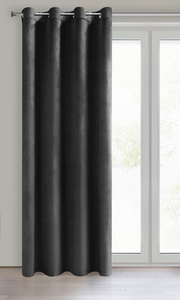 Melanie Black 140x250 Welvet Decorative Curtain