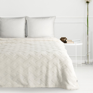 150 x 200 Plush Blanket Herringbone Caro Cream