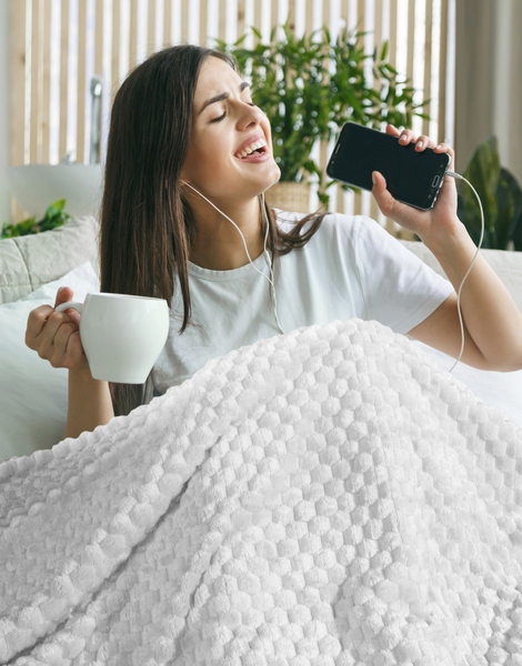 Koc 200 x 220 Mikrofibra Design Cindy6 Biały