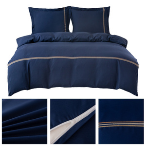 Pościel 200 x 220 3cz Gładka Z Haftem Lumera 02